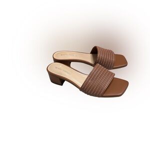 Marc Fisher Tan Woven Mules Size 5.5 NWOT